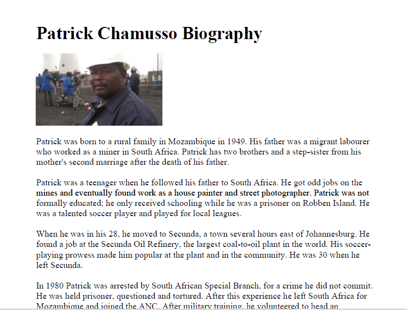 Patrick Chamusso - a biography
